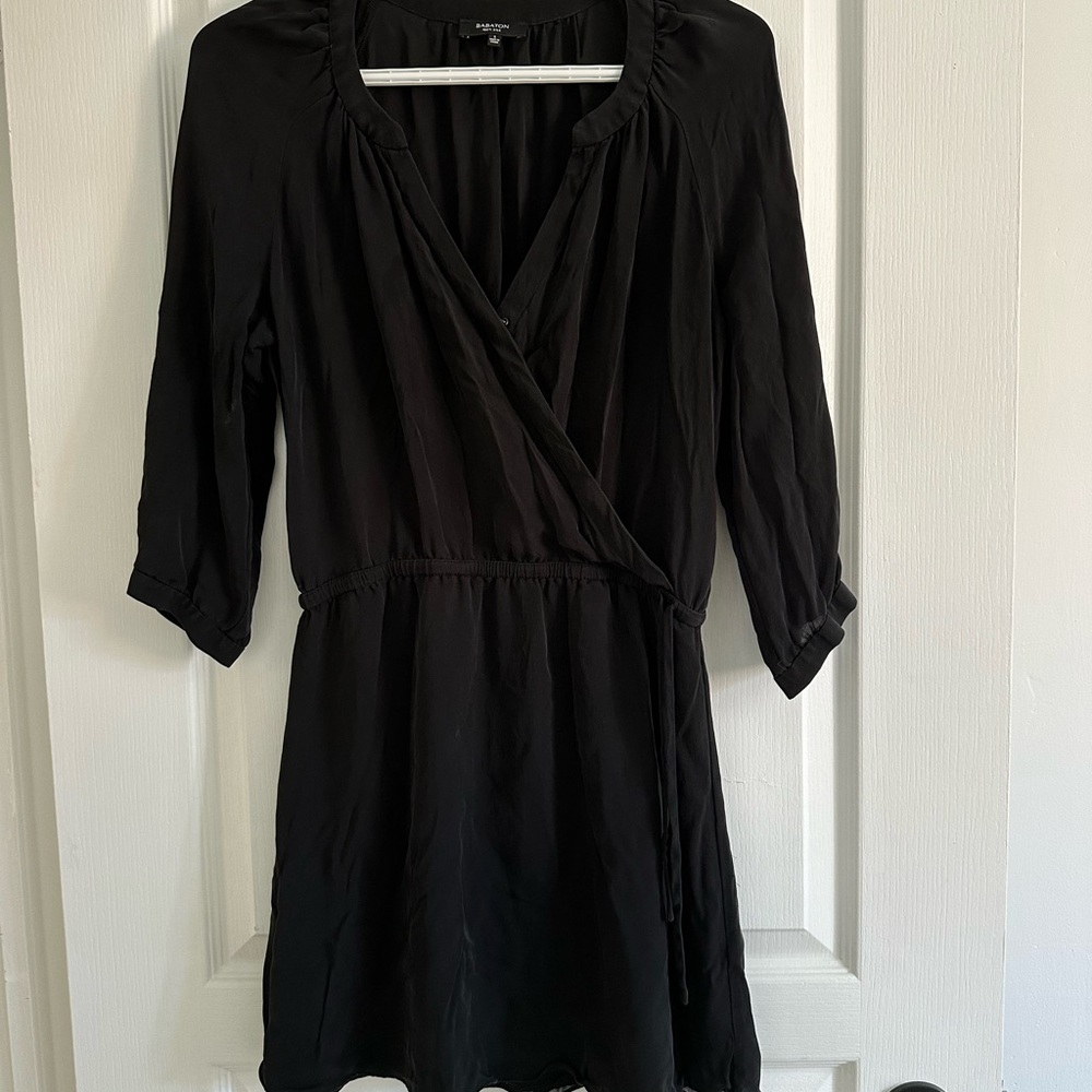 Babaton Silk Black Wrap Dress